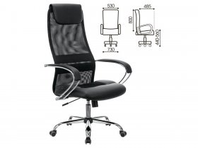 Кресло офисное BRABIX PREMIUM Stalker EX-608 CH, хром, ткань-сетка/кожзам, черное в Джебарики-Хае - dzhebariki-haya.mebel-nsk.ru | фото