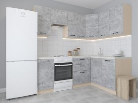 Модульная угловая кухня 1,4м*2,1м Лада (цемент) в Джебарики-Хае - dzhebariki-haya.mebel-nsk.ru | фото