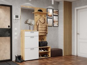 Прихожая Монтана (дуб крафт золотой/белый) в Джебарики-Хае - dzhebariki-haya.mebel-nsk.ru | фото