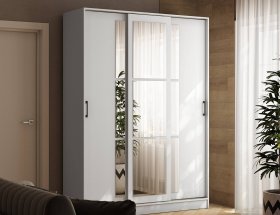 Шкаф-купе 1,6м «Стиль-2» (белый) в Джебарики-Хае - dzhebariki-haya.mebel-nsk.ru | фото