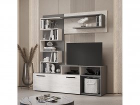 Стенка Евро (графит/дуб крафт белый) в Джебарики-Хае - dzhebariki-haya.mebel-nsk.ru | фото