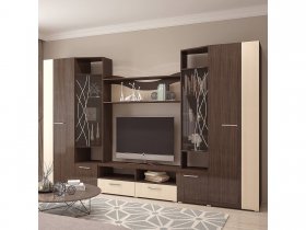 Стенка Гамма (дуб венге/дуб молочный) в Джебарики-Хае - dzhebariki-haya.mebel-nsk.ru | фото