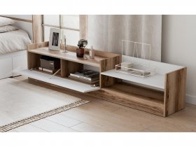 Тумба под ТВ Брауни (дуб делано/белый) в Джебарики-Хае - dzhebariki-haya.mebel-nsk.ru | фото